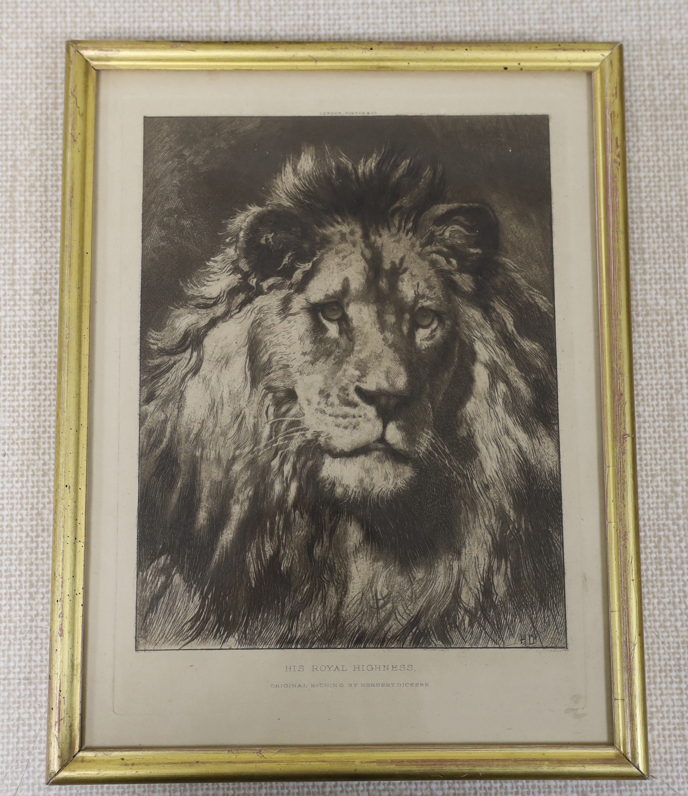 After Herbert Thomas Dicksee (1862-1942) etching, 'His Royal Highness', publ. London Virtue and Co, 29 x 22cm